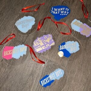 NWT Backstreet Boys Millenium acrylic Christmas tree ornaments set of 7 Handmade